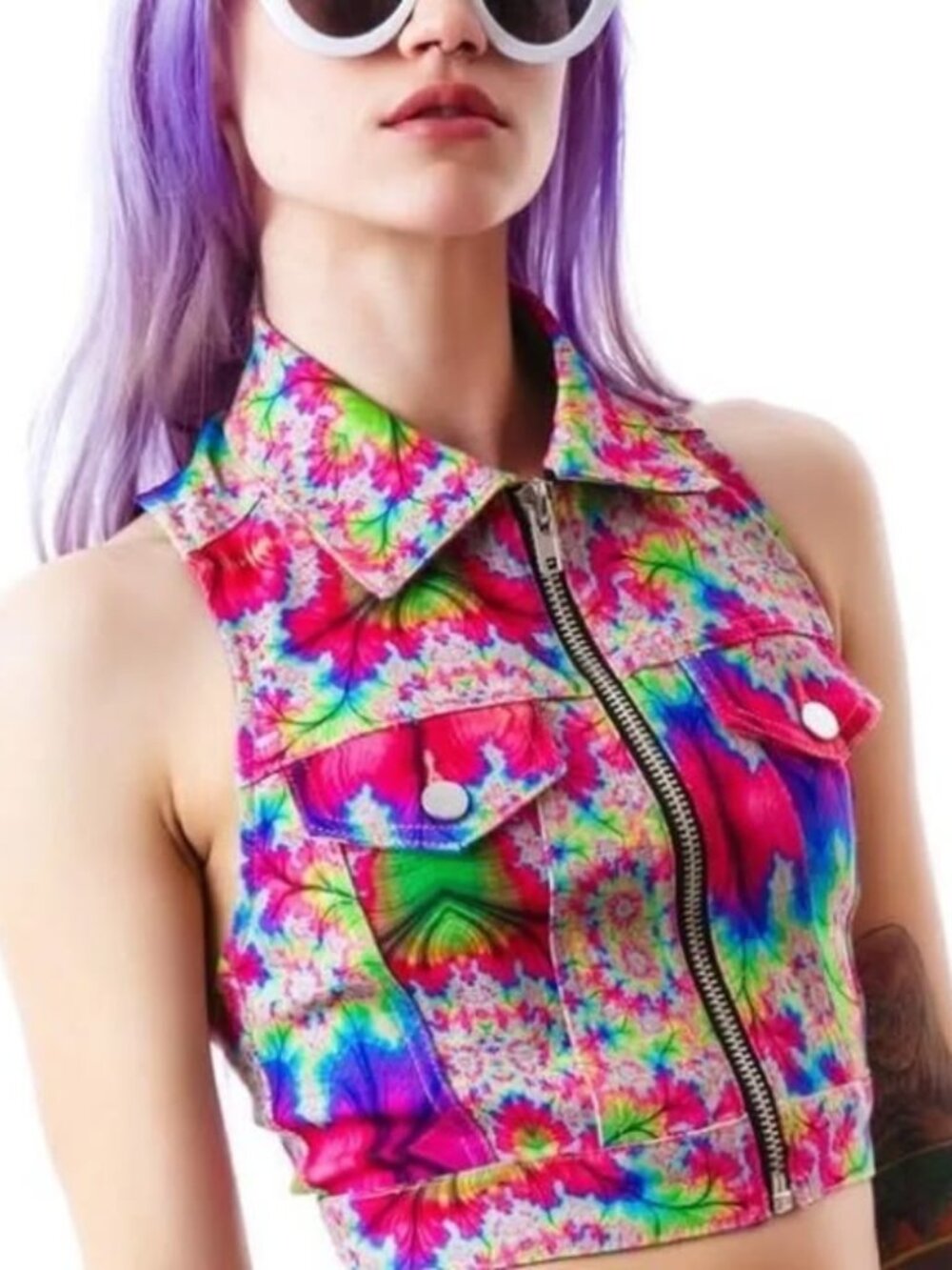 LIP SERVICE 24HRS Kaleidoscope stretch twill vest size XS